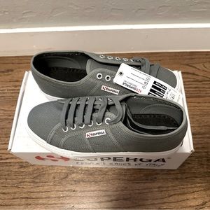 Superga gray canvas platform sneakers